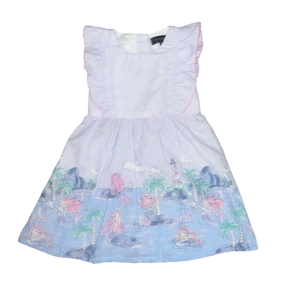 EUC Picapino Sleeveless Summer Mermaid Dress Cotton Blue Purple Girls 18 month
